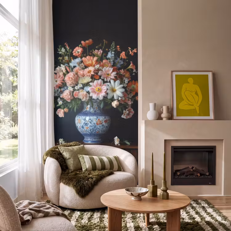 Behang - Hout - Vaas - Kleuren - Bloemen — 1