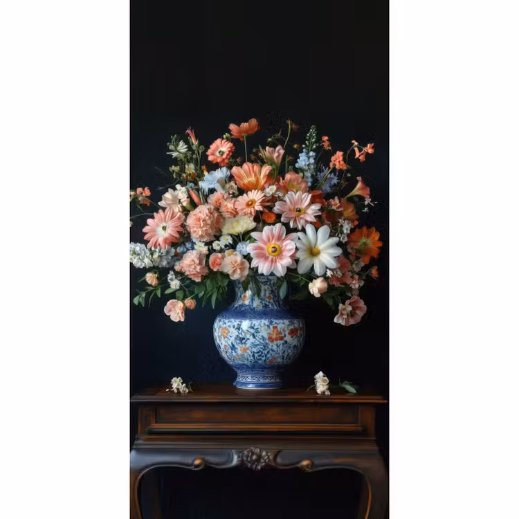 Behang - Hout - Vaas - Kleuren - Bloemen — 2