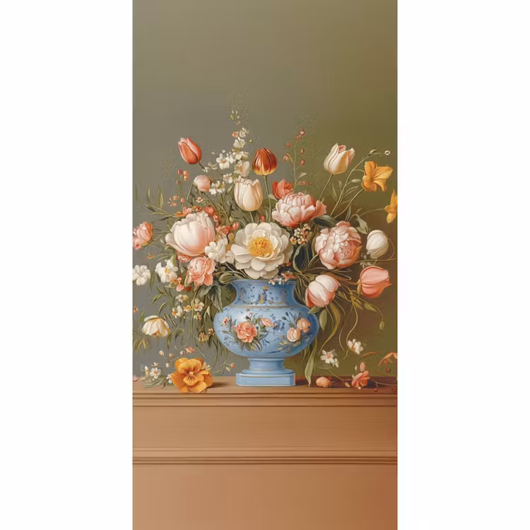 Behang - Neutral - Bloemen - Boeket - Vaas — 2