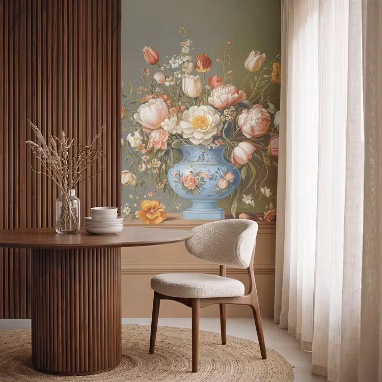 Behang - Neutral - Bloemen - Boeket - Vaas — 4