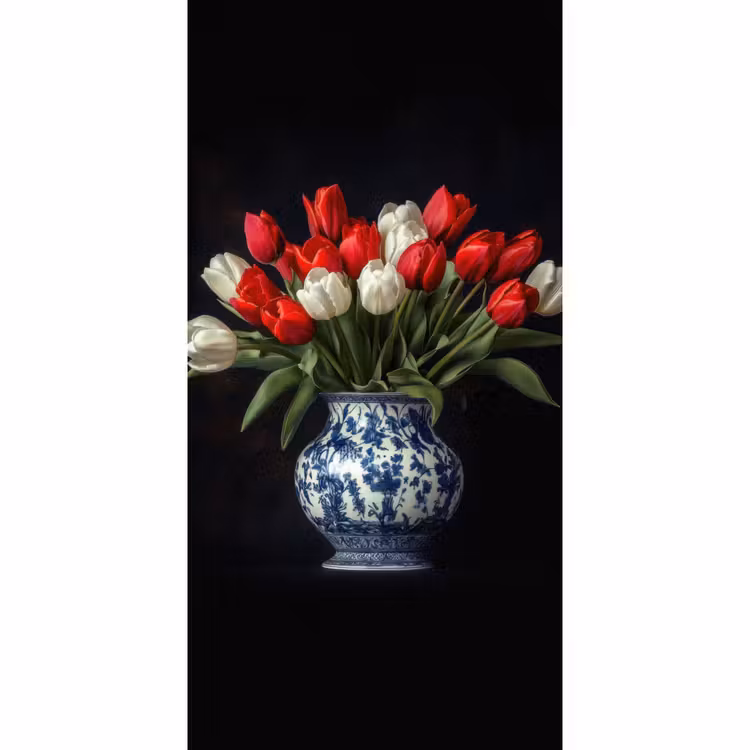 Behang - Rode - Bloemen - Tulpen - Vaas — 2