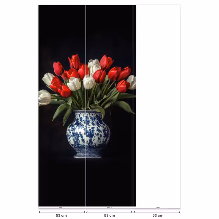Behang - Rode - Bloemen - Tulpen - Vaas — 6