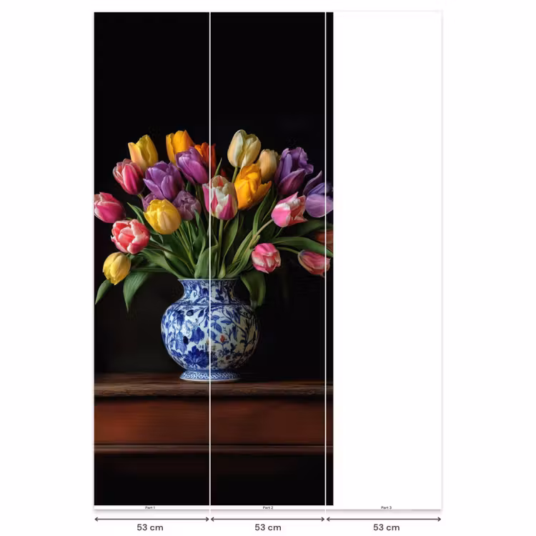 Behang - Tulpen - Kleuren - Hout - Vaas — 6