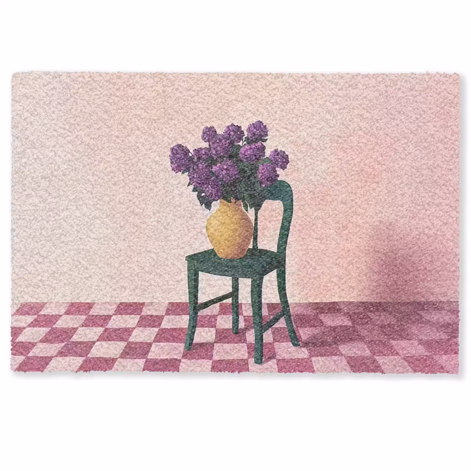 Deurmat - Stoel - Vaas - Bloemen - Geblokt — 1