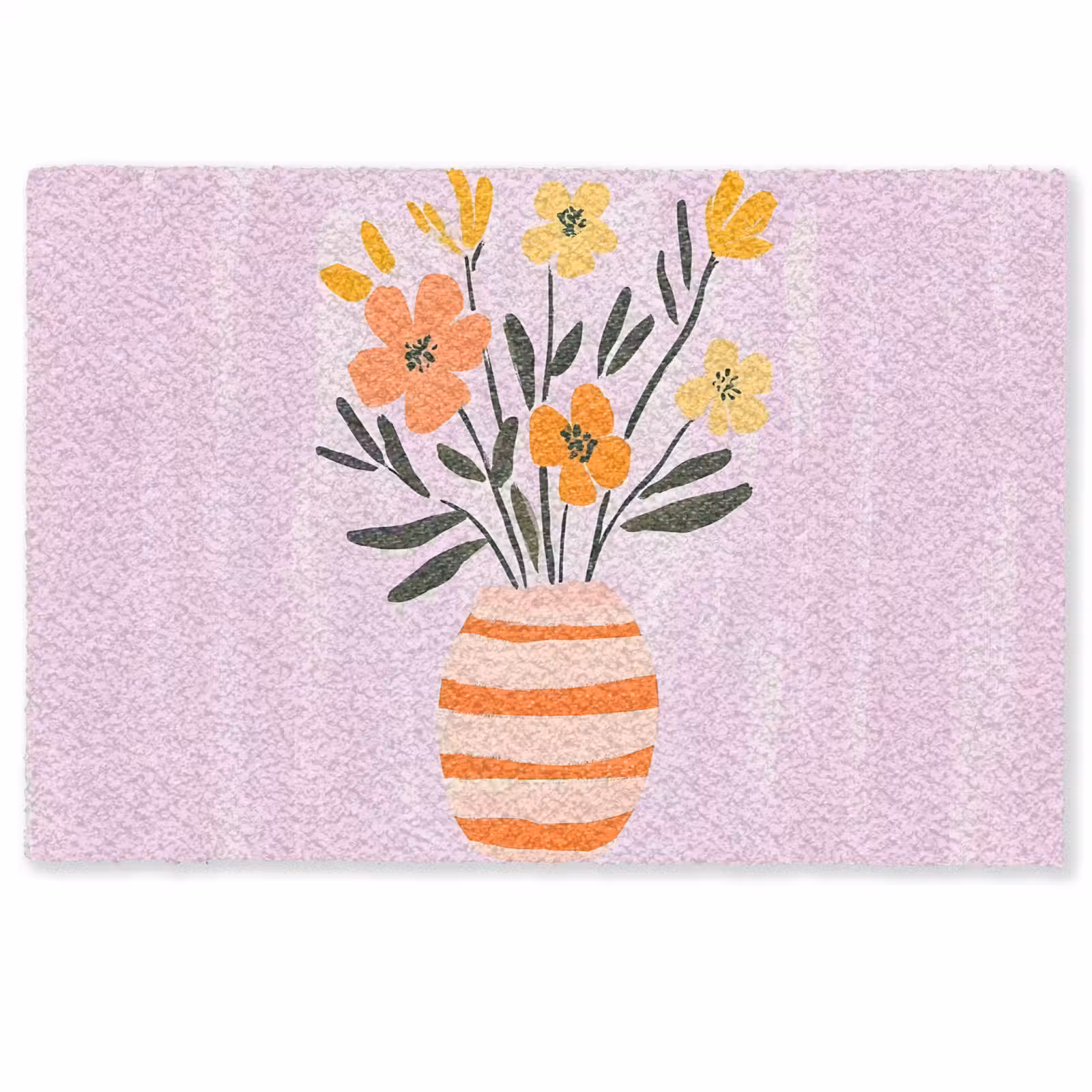 Deurmat - Vaas - Gestreept - Bloemen - Oranje — 1