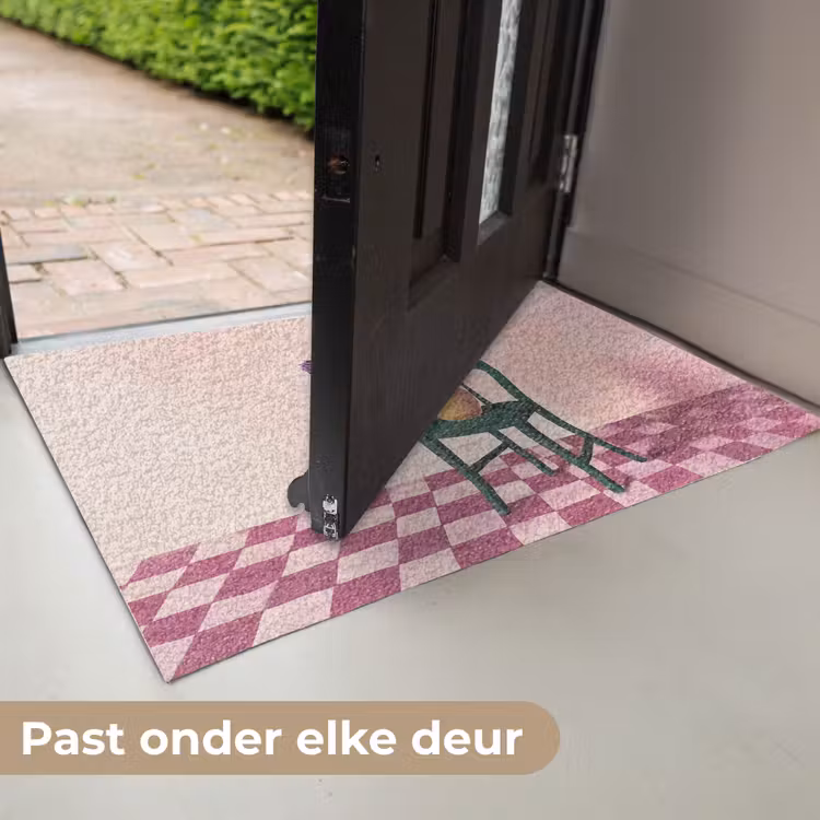 Deurmat - Stoel - Vaas - Bloemen - Geblokt — 7