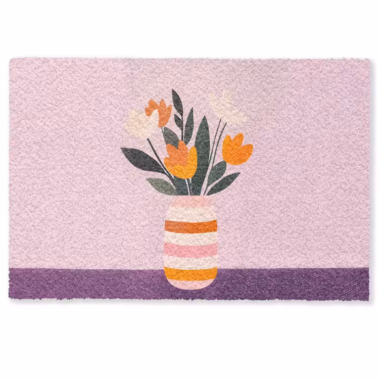 Deurmat - Tulpen - Vaas - Strepen - Paars — 1