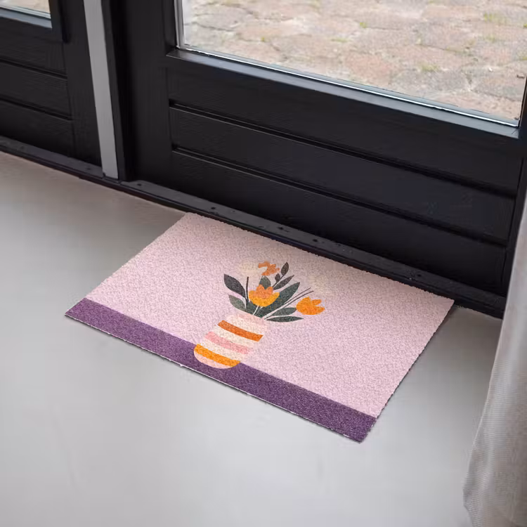 Deurmat - Tulpen - Vaas - Strepen - Paars — 2