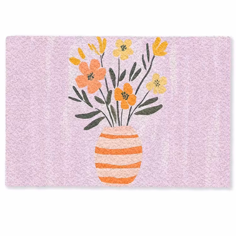 Deurmat - Vaas - Gestreept - Bloemen - Oranje — 1