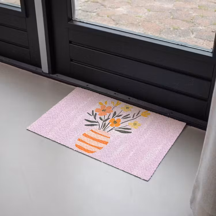 Deurmat - Vaas - Gestreept - Bloemen - Oranje — 2