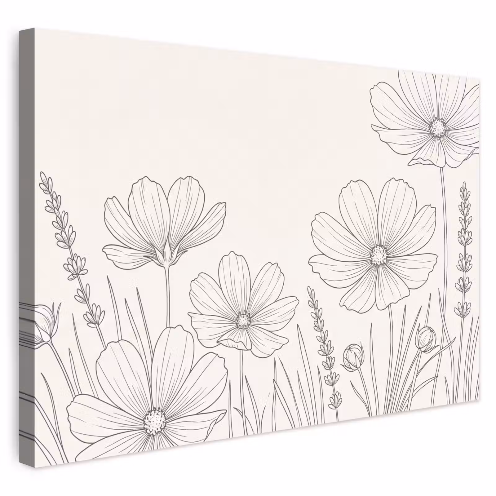 Buiten canvas - Minimalistisch - Modern - Bloemen - Beige — 1