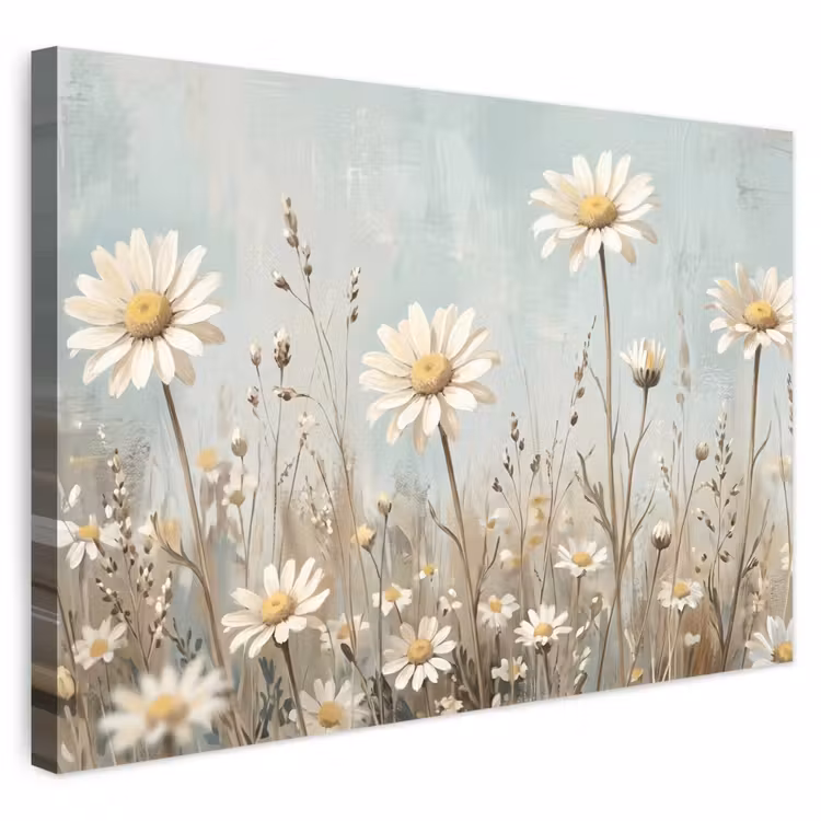 Buiten canvas - Madelief - Illustratie - Wit