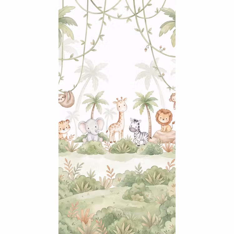 Behang - Dieren - Jungle - Pastel — 2