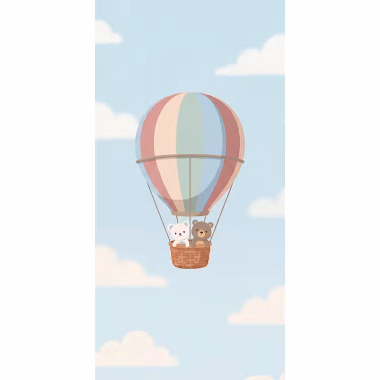 Behang - Luchtballon - Beren - Pastel — 2