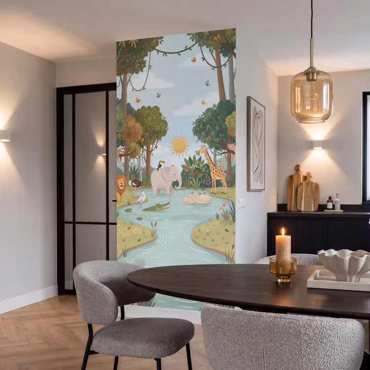 Behang - Jungle - Oase - Dieren - Kleurrijk — 5