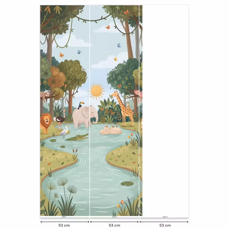 Behang - Jungle - Oase - Dieren - Kleurrijk — 6