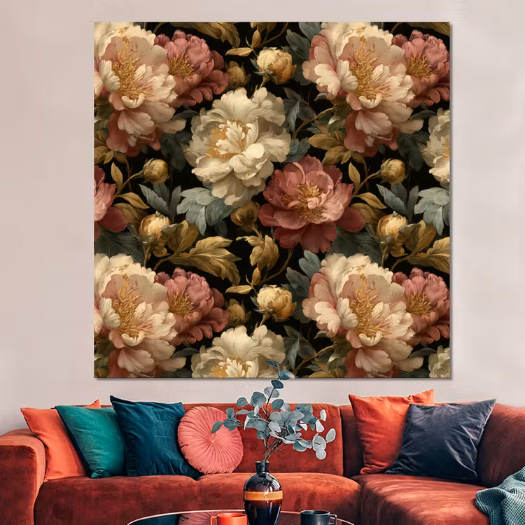 Forex - Bloemen - Barok - Patroon - Roze - Crème — 3