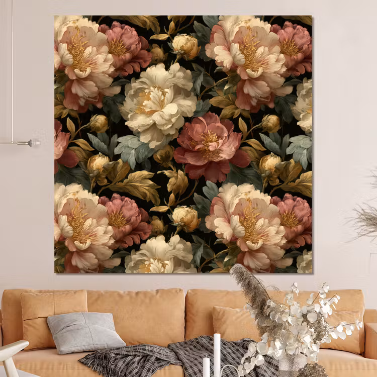 Forex - Bloemen - Barok - Patroon - Roze - Crème — 4