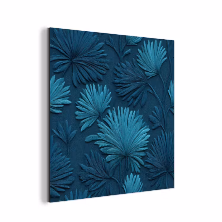 Aluminium schilderij - Bladeren - Reliëf - Patroon - Oceaanblauw - Modern — 1