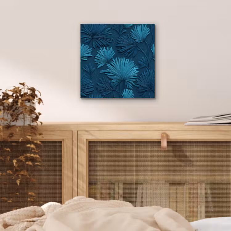 Aluminium schilderij - Bladeren - Reliëf - Patroon - Oceaanblauw - Modern — 4