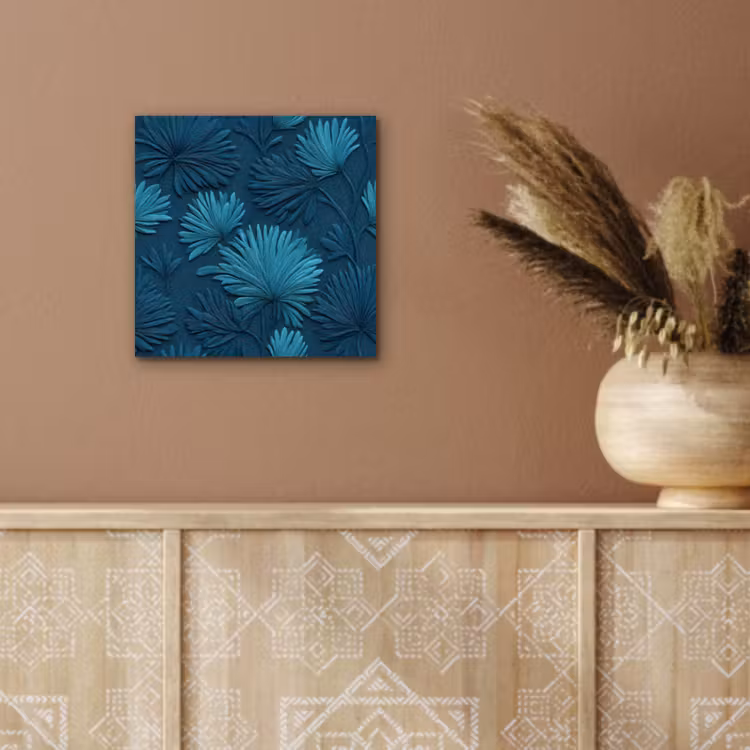 Aluminium schilderij - Bladeren - Reliëf - Patroon - Oceaanblauw - Modern — 5
