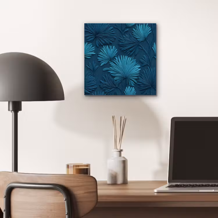 Aluminium schilderij - Bladeren - Reliëf - Patroon - Oceaanblauw - Modern — 6