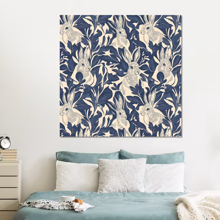 Forex - Hazen - Bladeren - Patroon - Blauw - Beige — 2