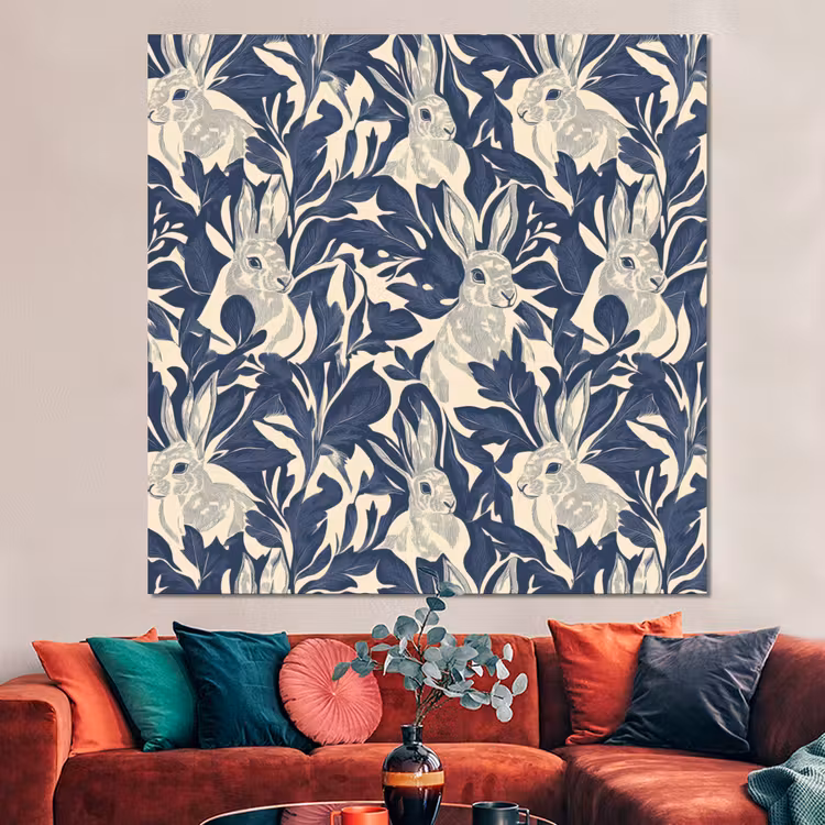 Forex - Hazen - Bladeren - Patroon - Blauw - Beige — 3