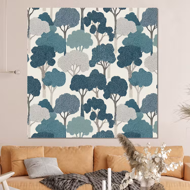 Forex - Modern - Bomen - Bos - Patroon - Blauw — 4