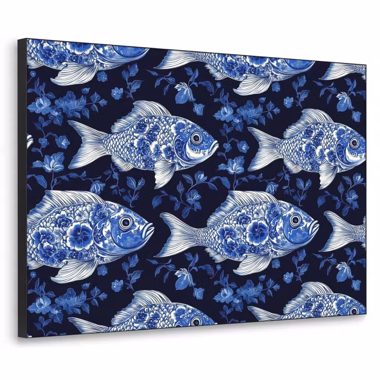 Art Frame - Vissen - Bloemen - Blauw — 1