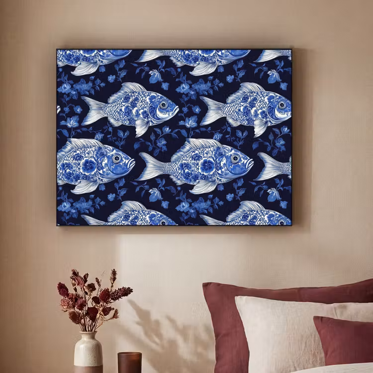 Art Frame - Vissen - Bloemen - Blauw — 3