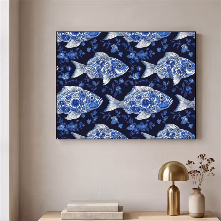 Art Frame - Vissen - Bloemen - Blauw — 5