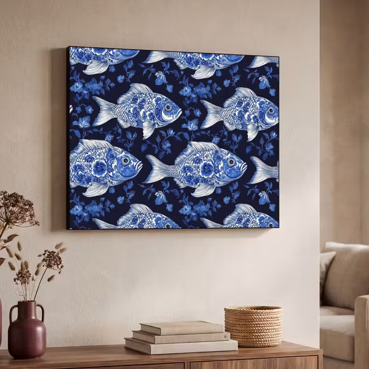 Art Frame - Vissen - Bloemen - Blauw — 7