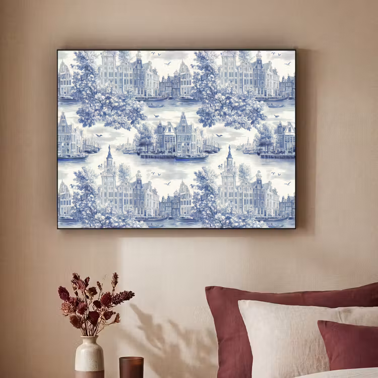 Art Frame - Huizen - Bomen - Water - Vogels - Blauw — 3