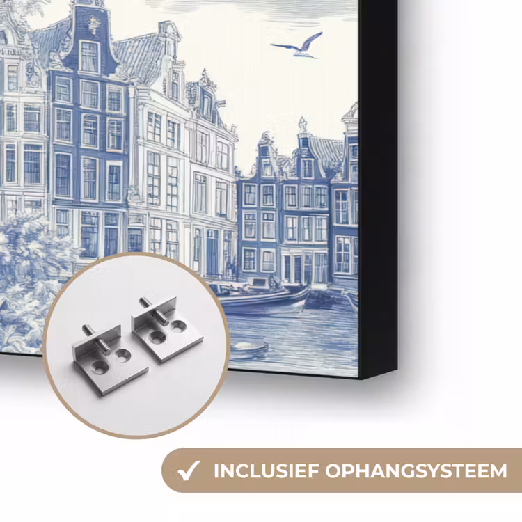 Art Frame - Huizen - Bomen - Water - Vogels - Blauw — 6