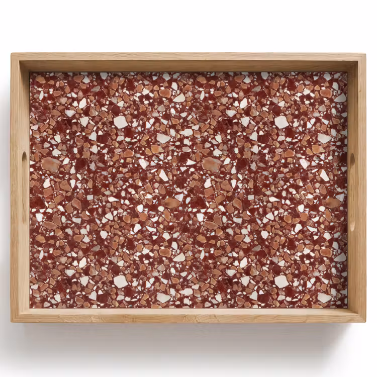 Dienblad - Terrazzo - Patroon - Steentextuur - Roodbruin — 1