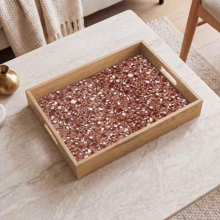 Dienblad - Terrazzo - Patroon - Steentextuur - Roodbruin — 2