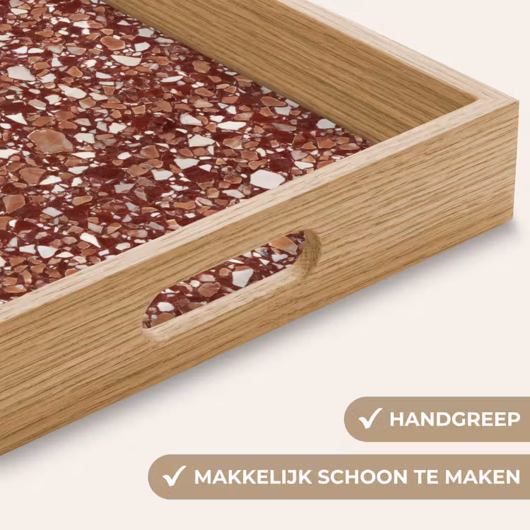 Dienblad - Terrazzo - Patroon - Steentextuur - Roodbruin — 5