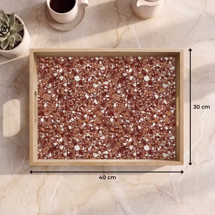 Dienblad - Terrazzo - Patroon - Steentextuur - Roodbruin — 9