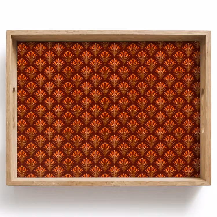 Dienblad - Waaiers - Art Deco - Botanisch - Roestbruin - Oranje — 1