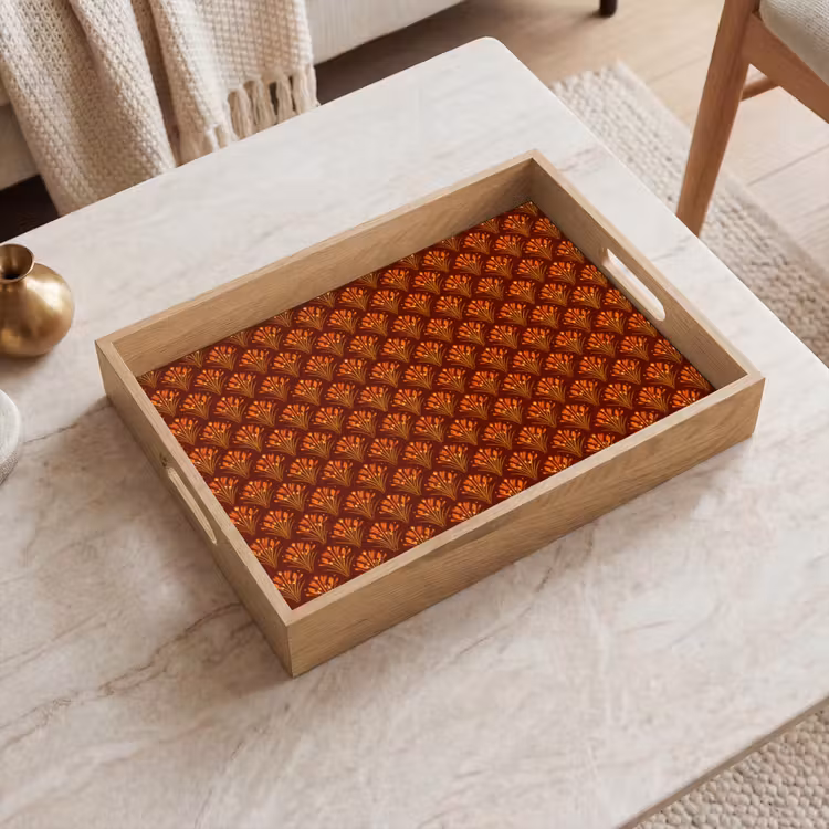Dienblad - Waaiers - Art Deco - Botanisch - Roestbruin - Oranje — 2