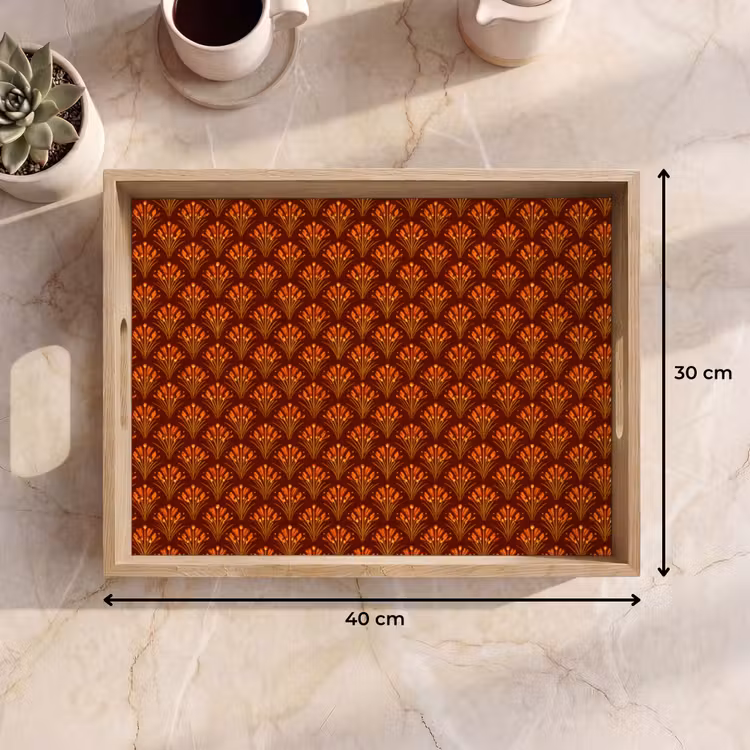 Dienblad - Waaiers - Art Deco - Botanisch - Roestbruin - Oranje — 9