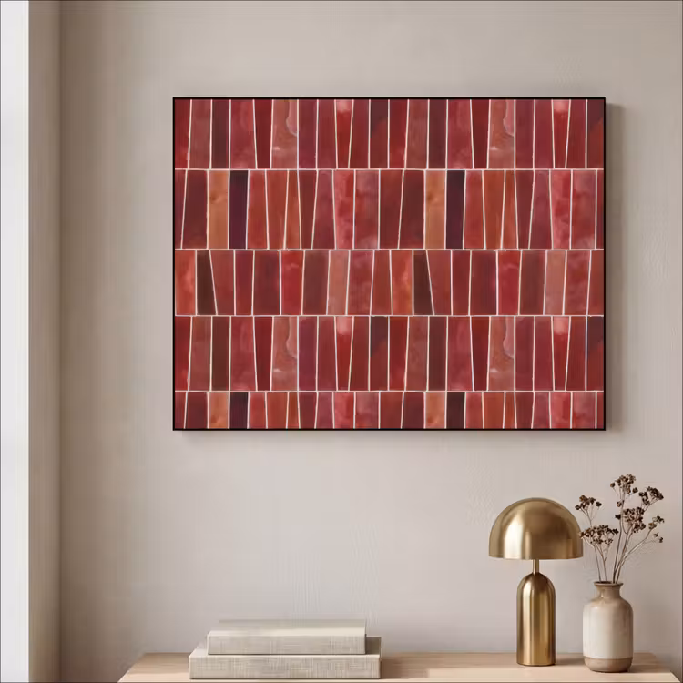 Art Frame - Tegels - Modern - Structuur - Dieprood — 5