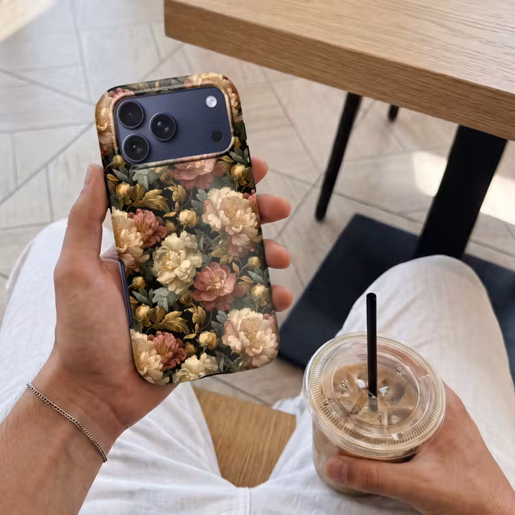 Telefoonhoesje Toughcase - Bloemen - Barok - Patroon - Roze - Crème — 4