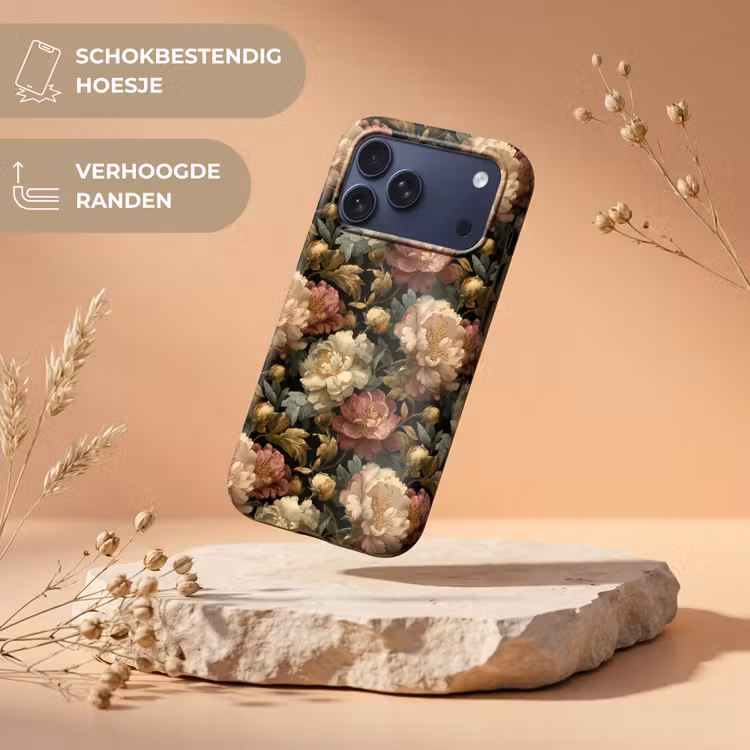 Telefoonhoesje Toughcase - Bloemen - Barok - Patroon - Roze - Crème — 5
