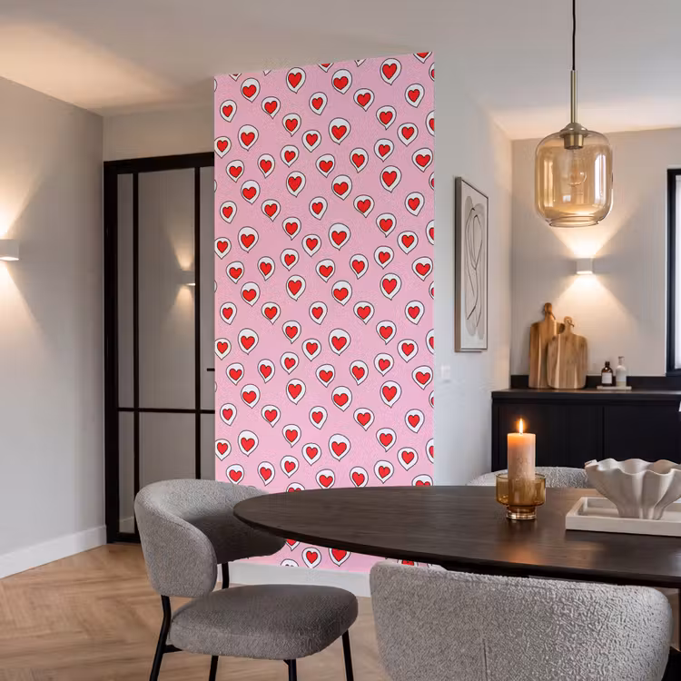 Behang - Hartjes - Patroon - Rood — 5