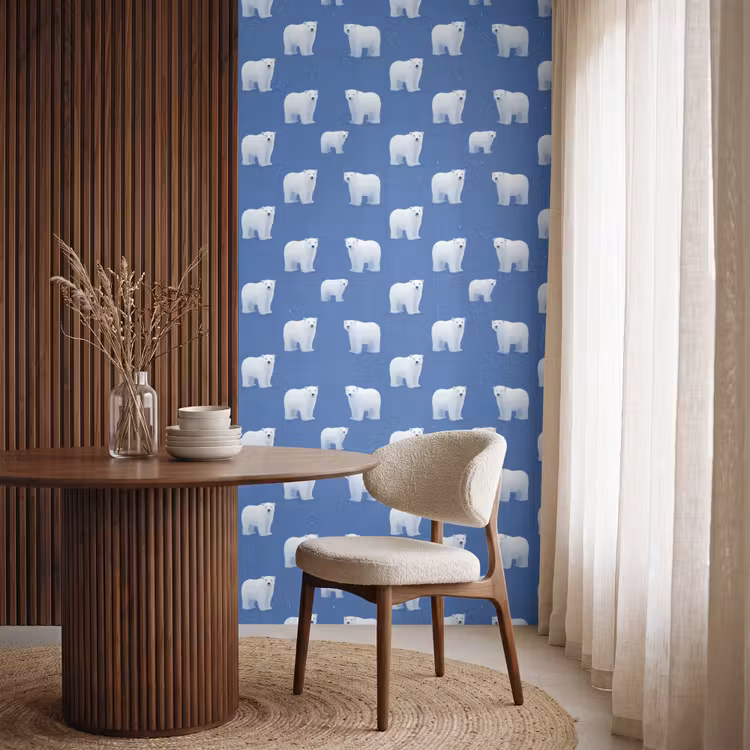 Behang - IJsbeer - Patroon - Blauw — 4
