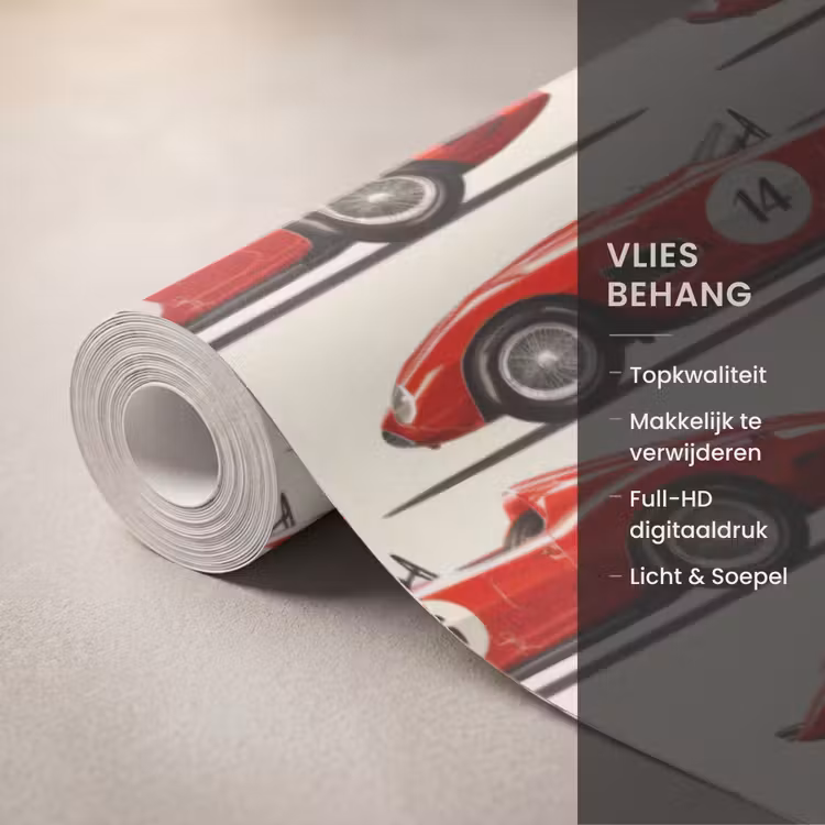 Behang - Raceauto - Retro - Rood — 3