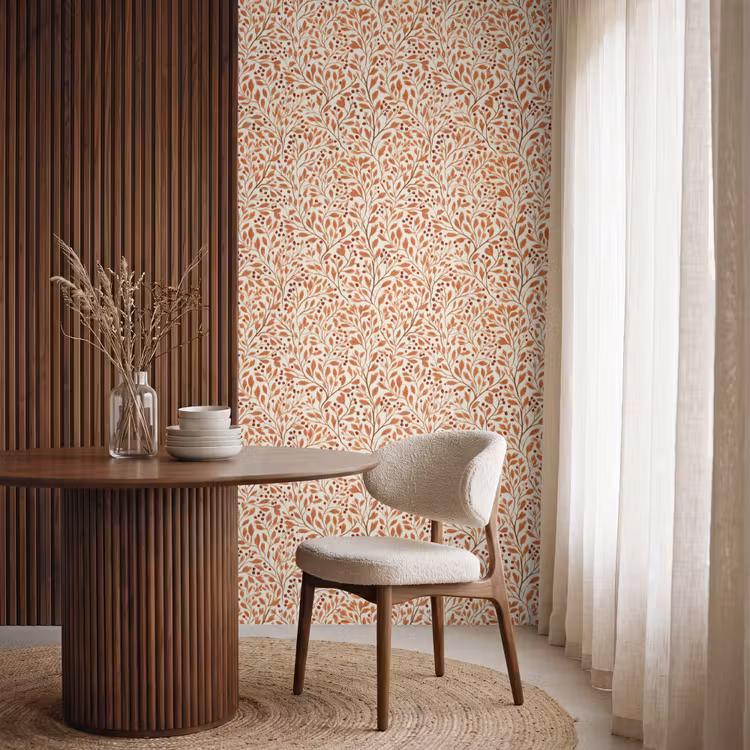 Behang - Takken met Bessen Patroon Terracotta — 4