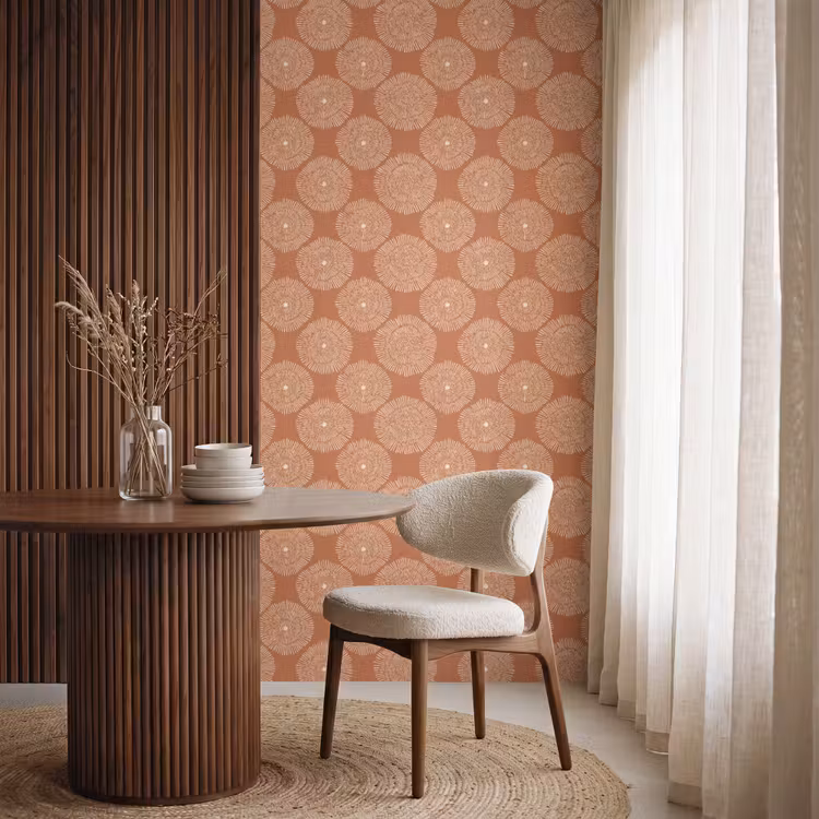 Behang - Cirkels Patroon Terracotta — 4